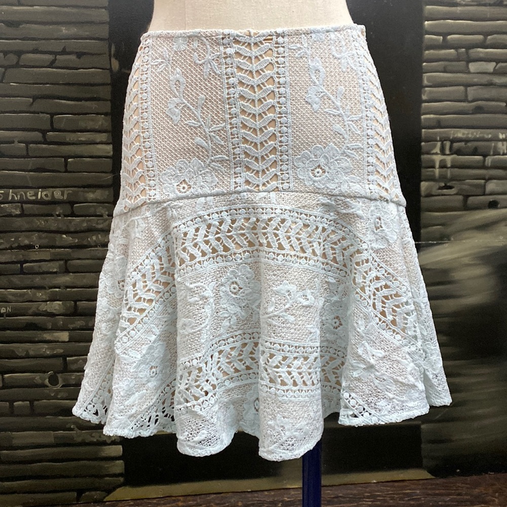 Baby Blue Lace Mini Skirt with Lining - Small - Picture 2 of 11